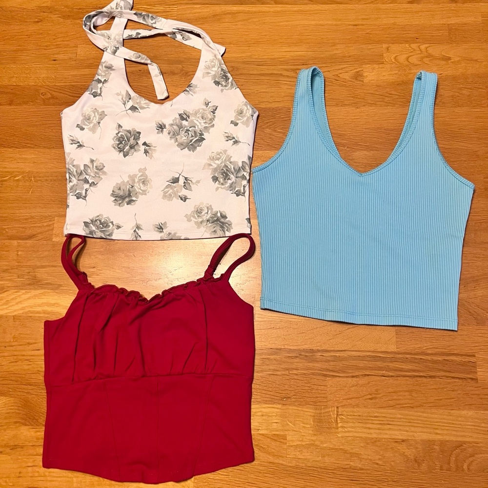EUC Hollister Tanks ~ Floral White, Teal, and Red ~ All Size Small